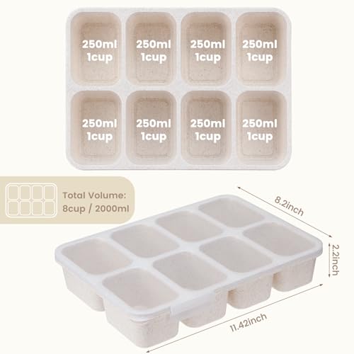 MaMix Snackle Box Container,Leak-Proof Snack Box 8 Compartment Divided Serving Tray with Lid, Dishwasher Safe Food Containers for Fruit Candy Snack Nuts Veggie Party (2 PACK) - color: BEIGE+BEIGE