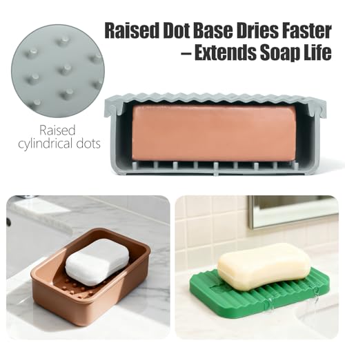 OTHIX Large Leakproof Travel Soap Case for 10 oz Bar Soap, Silicone Soap Container Compatible with Duke Cannon & Dr. Squatch Style Big Bars, Tight-Seal Soap Box for Gym, Camping, Bathroom (Gray) - color: Gray