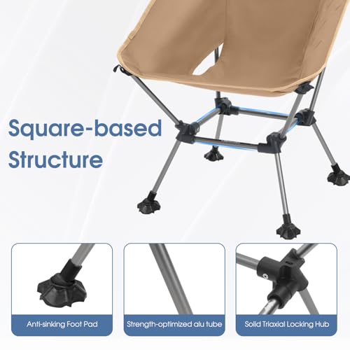 MOON LENCE Portable Camping Chair Plus, Larger & Roomier, Compact and Lightweight, Folding Chair for Backpacking Hiking Beach, Ultralight Camp Chair 330Lbs Capacity
