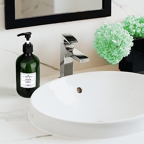 2 Pack Pump Bottles Dispenser 16.9 OZ 500ml Bathroom Countertop Pump Dispensers Refillable Plastic Containers for Lotion Shampoo Body Wash Hand Dish Soap Kitchen Accessories with Waterproof Labels