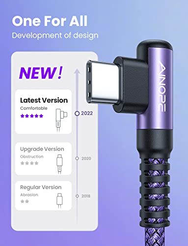 AINOPE USB C Charger Cable, 3.1A Type C Charger Cable Fast Charging, [2 Pack, 2M] Right Angle USB c Fast Charger Cable Compatible with Samsung Charger Type c, Huawei, Google Pixel, Sony Xperia, LG - color: Purple, size: 6.6FT+6.6FT