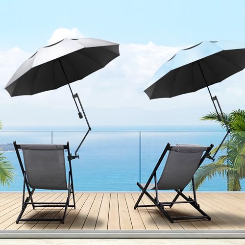 XLINGZA UPF 50+ Beach Umbrella with Adjustable Universal Clamp - style: Double Layer/Manual/L