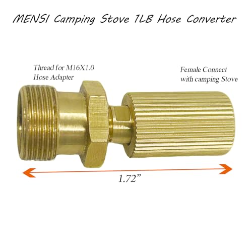 MENSI Portable Butane Propane 1LB Converter Hose Adapter, Hook with 1lb Hose with M16X1.5 Thread, Convert to Compatible for Gas One, Shinstar Camp Stove (Before 2023) - size: M16*1.5 Converter