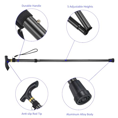 M METERXITY Trekking Poles - Collapsible Hiking Walking Sticks, Telescopic & Folding, Apply to Women Walking Backpacking - color: Black