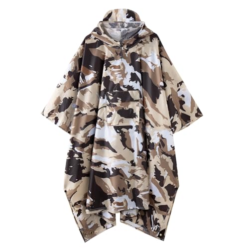 Multi functional cape hooded raincoat suitable for outdoor camping and hiking, suitable for both men and women - color: Camouflage