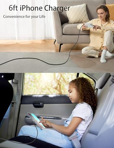 2Pack MFi Certified 6ft USB-C to Lightning Cable for iPhone 14/13/12, iPad - size: 6FT