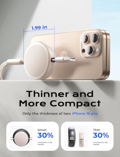 LISEN Multi Charging Cable, 3 in 1 Retractable Charging Cable, Retractable Car Charger with Type C/L/Micro USB Ports for iPhone 17 16 15 14 Pro/Samsung Galaxy S25/Kindle, Car Accessories, Off-White - color: Off-White, size: 3.7FT