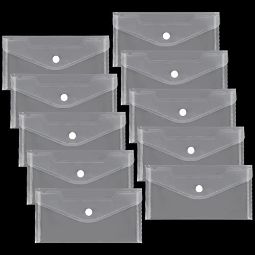 10 Pack Clear PP Snap Envelopes,4.13×7.87 Inch | Cash Receipt Storage, Waterproof & Lightweight, Tear Resistant PP Material, Snap Closure, For Office, Home & Business Trip - size: 4.13 * 7.87 inch