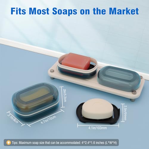AIMAIAIMAI Travel Soap Container, Travel Soap Box with Removable Draining Layer for Camping, Gym (Blue Style A) - color: Blue Style a