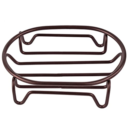 Soap Dish for Shower Bathroom Bar Soap Holder, Stainless Steel Self-draining Soap Rack Tray Saver Sponge Holder for Kitchen, Bath, Tub, Easy Cleaning, Extend Soap Life, Oval Bronze-1 Pack - color: Bronze-oval 1p