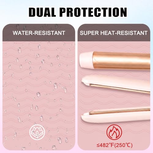 Waterproof Hair Tools Travel Bag with Heat-resistant Mat for Dyson Airwrap | PU Leather Organizer Compatible with Shark Flexstyle, Wide-open Hair Tool Bag, Fits Most Straighteners/Curlers/Dryer - color: Blue