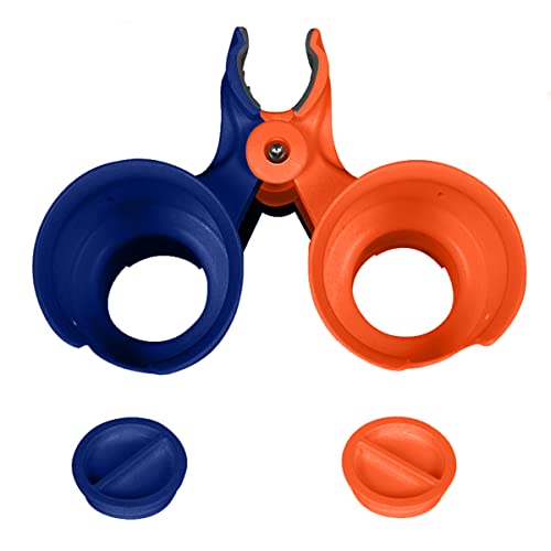 ROBOCUP, (Navy & Orange), Patented Clamp On Boat Cup Holder |Multifunction Dual Drink Caddy for Fishing Poles, Tools, Net, Gaff |Portable Storage for Boating, Beach, Umbrellas, Golf Carts, Strollers - color: Navy & Orange, size: Standard Spring