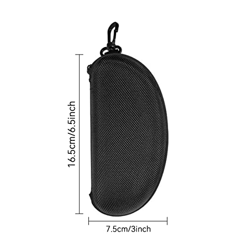 3pcs Zipper Hard Shell Sunglasses Case and Eyeglasses Case Portable Travel Glasses Case with Plastic Hook - color: Black