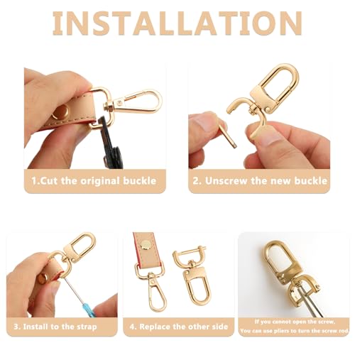 4pcs Detachable Snap Hook Swivel Clasp with 4pcs D-Rings Screw in Shackle for DIY Purse Strap Replacement (Gold,3/4 inch) - color: Gold, size: 3/4 inch