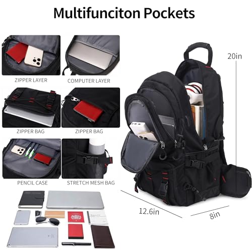 Nerlion 40L Hiking Backpack Travel Backpack for Men Women Camping Waterproof Outdoor Hiking Daypack Lightweight Backpack (Black) - color: A1- Black