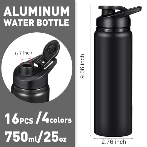 Mimorou 16 Pack Aluminum Water Bottles Bulk,Blue, Black, Red, Gray,25 Oz - color: Blue, Black, Red, Gray, size: 25 oz