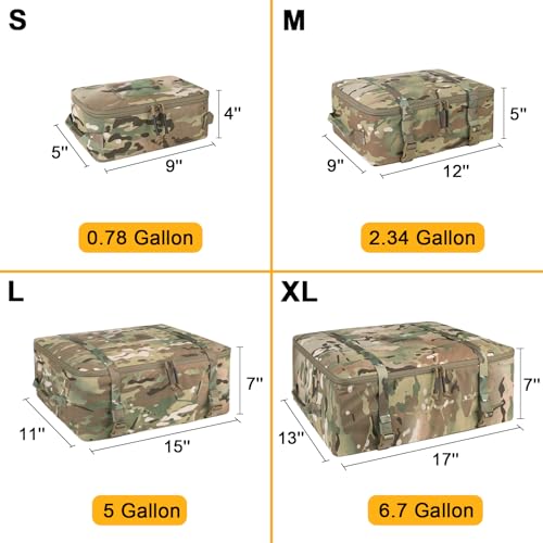 PETAC GEAR 4 PCS Tactical Modular Packing Cubes with Waterproof Material, Large Capacity Storage Bag, Easy Clean Outdoor Travel Organize Storage Pouches Bags (MC) - color: MC
