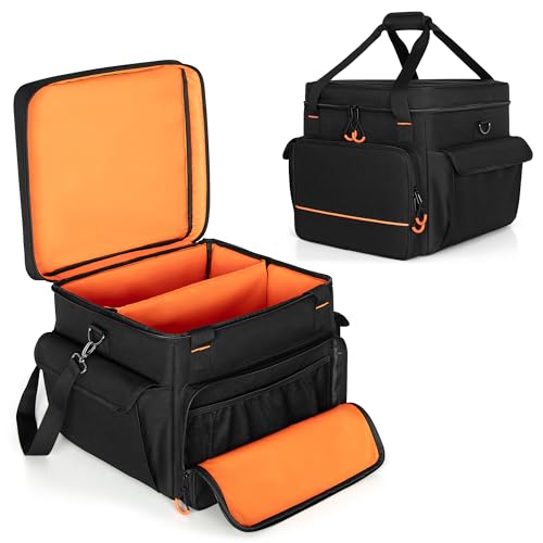 LUXJA Padded Bag For 2 Effect Lights or Moving Head Lights | Effect Light Bag with Inner Divider and Multiple Accessory Pockets, Detachable Shoulder Strap, Black
