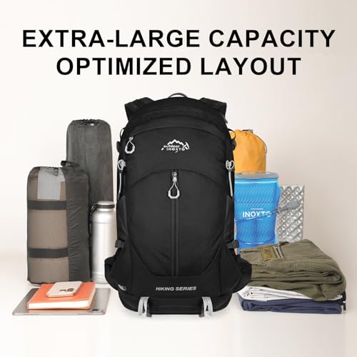 IX INOXTO Hiking Backpack, Camping Backpack, 30L Waterproof Hiking Daypack with 3L Water Bladder and Rain Cover (black) - color: Black