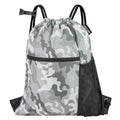 HOLYLUCK Men & Women Outdoor Sport Gym Sack Waterproof Drawstring Backpack Bag (Standard With Drawstring, Grey Camo) - color: Grey Camo, style: Standard With Drawstring