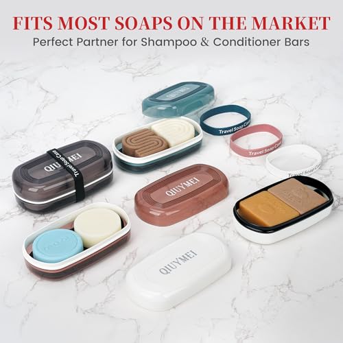 Shampoo Bar Holder and Soap Case | Leakproof Travel Container with Lid & Drain Tray | Includes Silicone Strap and Mesh Soap Bag | for Bathroom, Shower, Camping, Gym Travel (Red, Large) - color: Red Style A-large