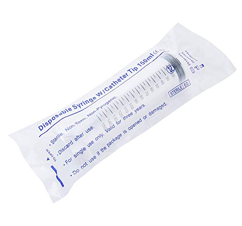5 Pack 150ml Reusable Plastic Syringe Individually Packaged for Scientific Labs and Dispensing Long-term Multiple Uses - size: 150 ml