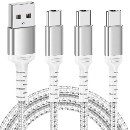 ULIFTUS 3.3FT USB C Cable for iPhone 15 Pro/Max, 3-Pack Braided USB A to USB C Cable Fast Charging Type C Cord for Samsung Galaxy S23 Google Pixel, USB to C Cable 1m -Silver - size: 3.3 Feet
