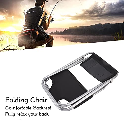 Agatige Mini Camping Folding Chair, 23.5x22x47cm Portable Backrest Fishing Chair Mortable Folding Stool with Storage Bag for Fishing Hiking Picnic Backpacking