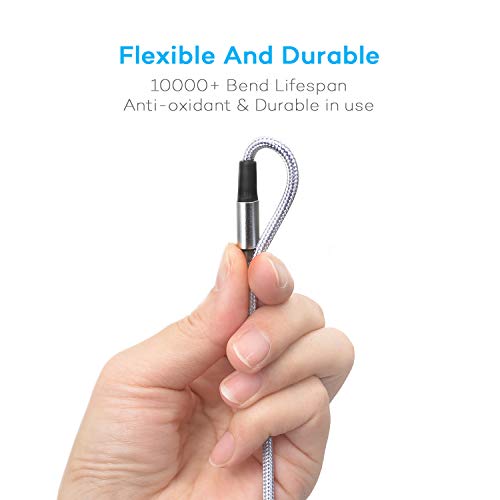 Multi Charging Cable, USB Cable 3A 4FT Nylon Braided Universal 4in1 Charger Adapter Type-C/Micro Port, Compatible with Cell Phones and More (Silver, 2Pack)