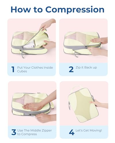 Bagsmart Compression Packing Cubes, Travel Bag Cruise Ship Essentials - color: Beige, size: 6 Set