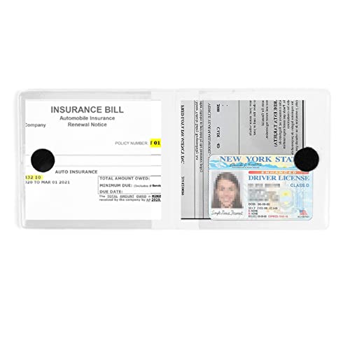 UYYE Car Registration & Insurance Card Holder, 2-Pack - White, Waterproof, 4-Compartment, Unisex-Adults Car Organizer - color: Leather White