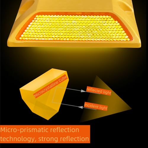 10 Pack Driveway Reflectors, 4x4 Inch Asphalt Pavement Markers | Heavy-duty all-weather road studs for driveway entrances, speed bumps, sidewalks; durable ABS pavement markers