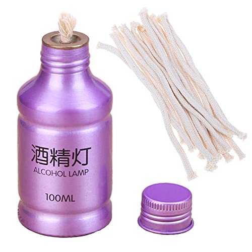Portable Alcohol Burner Lamp Case 100ml Aluminum Alloy Stoves Alcohol Lamp for Outdoor Hiking Picnic Lab Equipment - 1Pack Purple Alcohol Stove with 10pcs Cotton Wicks - size: Purple 1Pcs + 10Pcs wicks