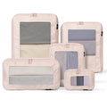 Compression Packing Cubes - Travel Organizer Bags for Suitcases and Luggage, Eco-Friendly Fabric (5-Pack) (Beige) - color: Beige