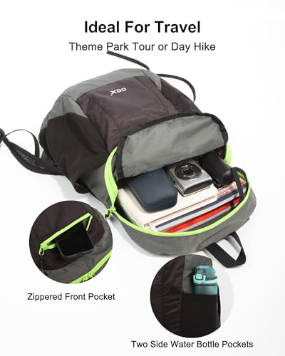GOX Foldable 20l Backpack For Travel Lightweight Hiking Packable Daypack for Men Travel Camping Outdoor Bag Women (Black) - color: Black