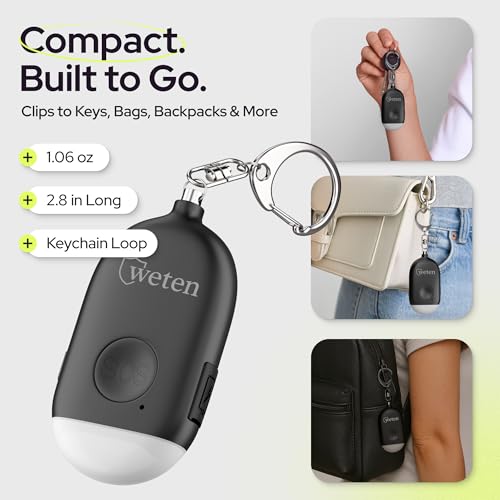 Rechargeable Personal Alarm Keychain for Women, 130dB Siren, Black - color: A - Black
