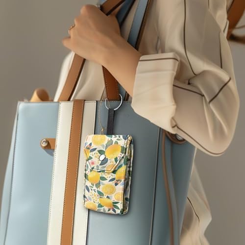 Tissues Purse Pocket Snap Button Enclosed Lemon Purse Tissue Holder with Hanging Rings Portable Travel Tissue Pouch for Daily Outgoing - color: Lemon