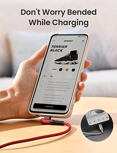 USB C Cable [2 Pack 1.6FT] Fast Charger Type C 3.1A Right Angle Nylon Braided USB Type C Cable Compatible with Galaxy Note 10 9 A51, S22 S21 S10 LG G8 G7 Charging Cord - color: Red, size: 1.6FT+1.6FT