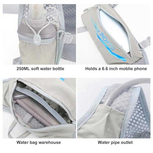 INOXTO Running Hydration Vest Backpack,Lightweight Insulated Pack with 1.5L Water Bladder Bag Daypack for Hiking Trail Running Cycling Race Marathon for Women Men - color: Light gray Blue