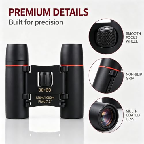 30x60 8High Powered Binoculars for Adults, Camping Gear，Waterproof Compact Binoculars with Low Light Vision for Bird Watching Hunting Camping Travel Cruise Hiking Sports Stargazing。