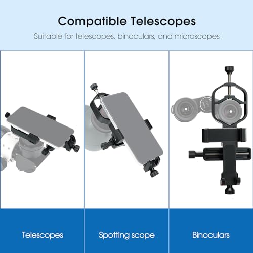 SVBONY SV214 Pro Universal Phone Adapter for Telescope, Spotting Scope Binoculars, 3-Axis Adjustable Phone Holder Bundle with 4mm Telescope Eyepiece Wide Angle, for Astronomy Mobile Photography