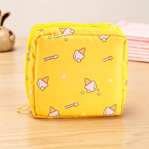 Sanitary Napkin Storage Bags, Reusable Tampon Organizer Pouch With Zipper, Portable Sanitary Bags for Feminine Products, Washable-Yellow - color: Yellow