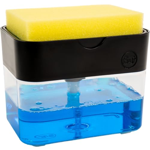 S&T INC. Dish Soap Dispenser and Sponge Holder, Matte Black - color: Matte Black