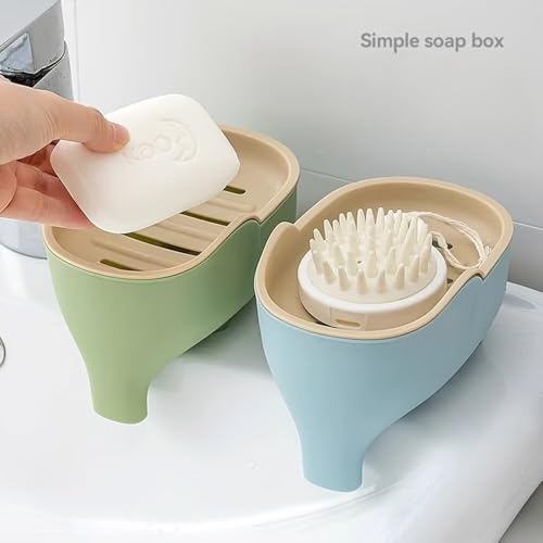 Cute Elephant Soap Dish Holder Tray Plastic Sink Self Draining Suitable for Kitchen Bathroom Bar Shower Bath Kitsch Large Shelf Drainage,Purple - color: C-purple