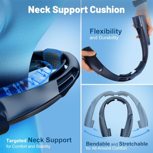 8000mAh Portable Neck Fan with 6 Powerful Speeds, 20H Runtime Cooling Fan - color: Blue