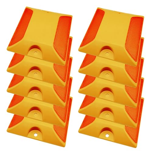 10 Pack Driveway Reflectors, 4x4 Inch Asphalt Pavement Markers | Heavy-duty all-weather road studs for driveway entrances, speed bumps, sidewalks; durable ABS pavement markers