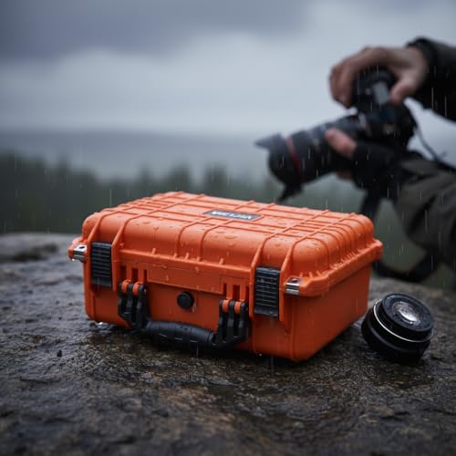 MEIJIA All Weather IP67 Waterproof Hard Camera Case,Hard Protective Case,Hard Case with Customizable Foam,Fit Use of Drones,Camera,Equipments,Pistols(Orange,13.35 x11.63x5.98inches) - color: Orange, size: 13.35 x11.63x5.98inches