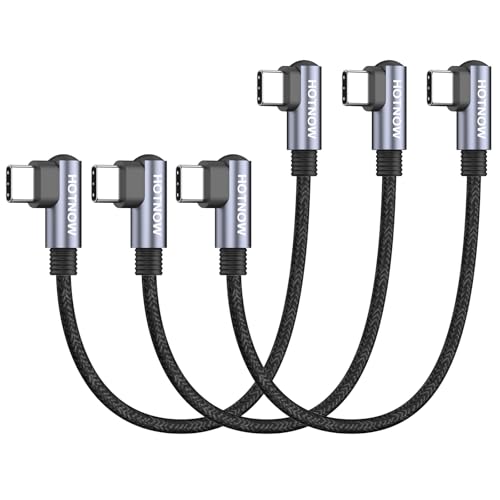 Right Angle USB C to USB C Cable 0.5FT 3Pack, Short 6 inch USB C Charger Cable 65W Fast Charging Cords for iPhone 15/16,Power Bank and USB Type C Devices - color: Black, size: 0.5FT