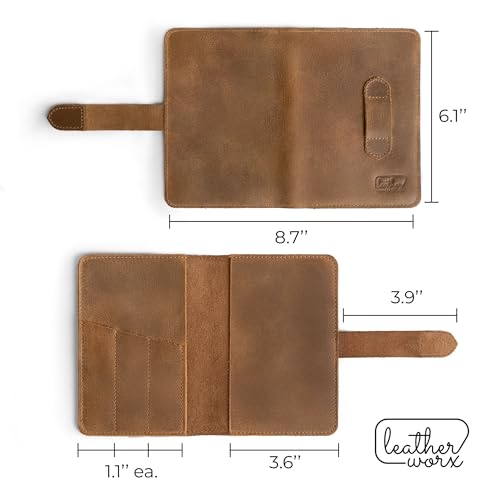 Rustic Cover for Field Notes (3.5 x 5.5 in. Notebook not Included) with Pen Slots, Protective Storage for Journal, Full Grain Leather, Handmade (Single Malt Mahogany) - color: Single Malt Mahogany