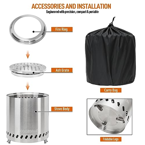 Portable Table Top Fire Pit with Stand, 8.6" Stainless Steel Mini Outdoor Low Smoke Burning Tabletop Firepit Fueled by Pellets or Wood, for Outside Camping - color: Stainless Steel, size: 8.6 Inch